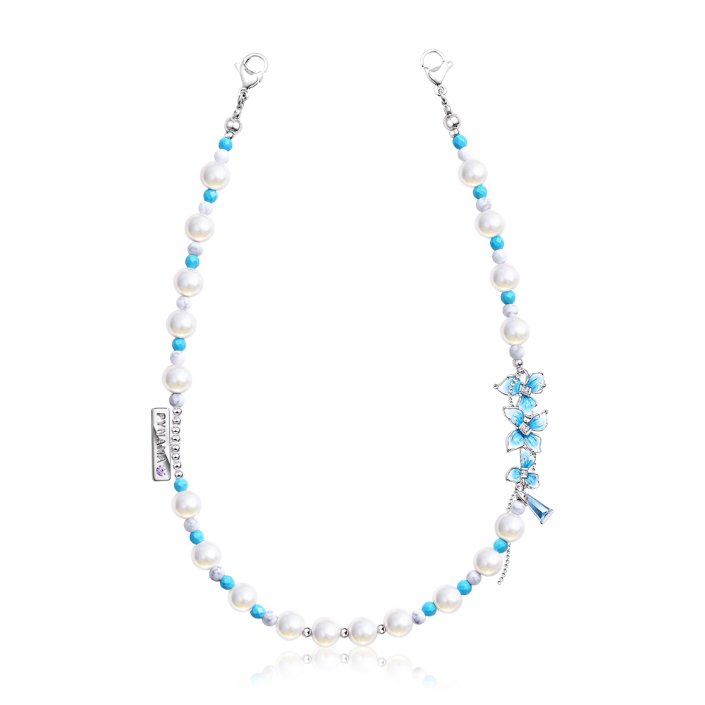 Pynana Blueflower Series Pearl Stone Telephone Wrist Hanging Rope - 4