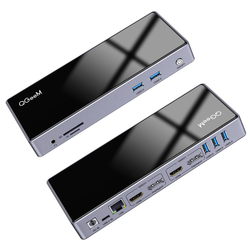 Qgeem QG-D6902 All in One Çoğaltıcı Type-C Hub Docking Station 4K-5K Displayport HDMI Destekli Siyah