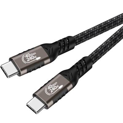 Qgeem QG01 Type-C to Type-C USB4 PD Data Kablosu 240W 40Gbps 8K@60Hz 0.5 Metre Siyah