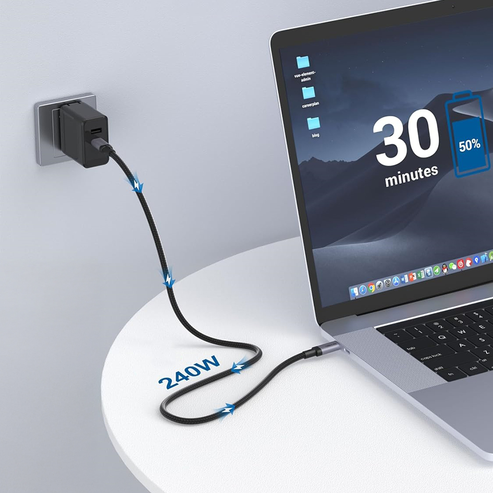 Qgeem QG03 Type-C to Type-C PD 40G 8K@60Hz Data Kablosu 240W 1M - 3