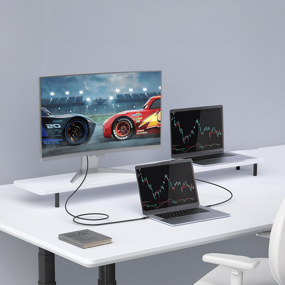 Qgeem QG04 Digital LED Display Type-C to Type-C PD 40G 8K@60Hz Data Cable 240W 1M - 4