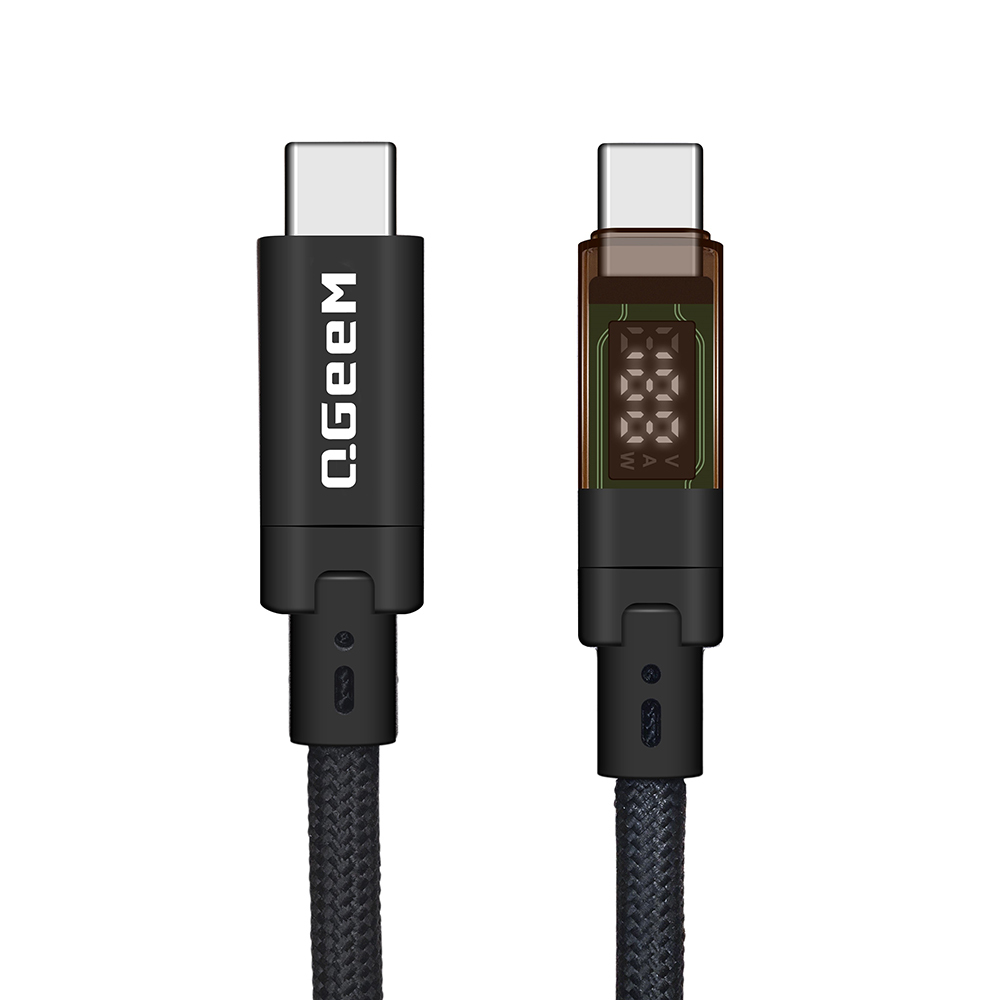 Qgeem QG04 Digital LED Display Type-C to Type-C PD 40G 8K@60Hz Data Cable 240W 1M - 3