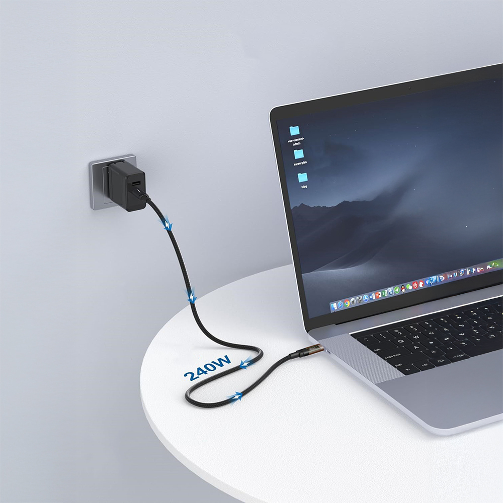 Qgeem QG04 Dijital LED Göstergeli Type-C to Type-C PD 40G 8K@60Hz Data Kablosu 240W 1M - 8