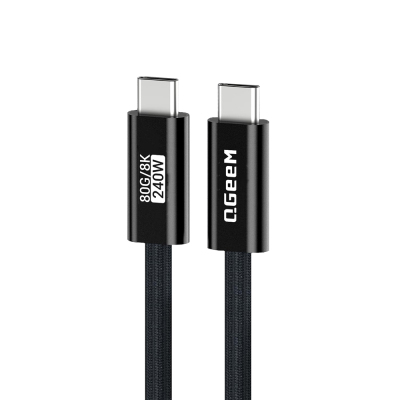 Qgeem QG05 Type-C to Type-C USB5 PD Data Cable 240W 80Gbps 8K@60Hz 1.2 Meter Black