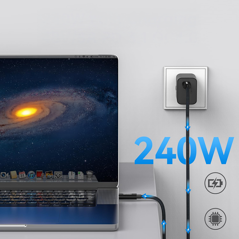 Qgeem QG05 Type-C to Type-C USB5 PD Data Kablosu 240W 80Gbps 8K@60Hz 1.2 Metre - 5