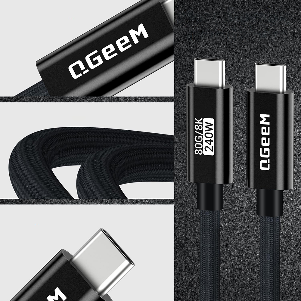 Qgeem QG05 Type-C to Type-C USB5 PD Data Kablosu 240W 80Gbps 8K@60Hz 1.2 Metre - 6