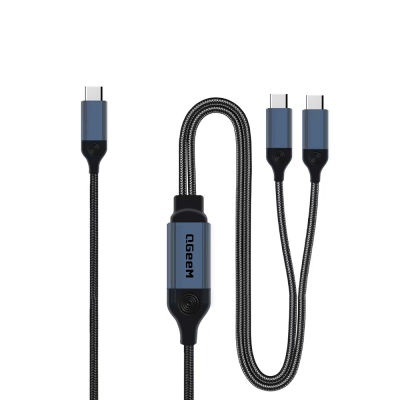 Qgeem Type-C to Type-C 2in1 Data Cable 140W 480Mbps 1.2M Black
