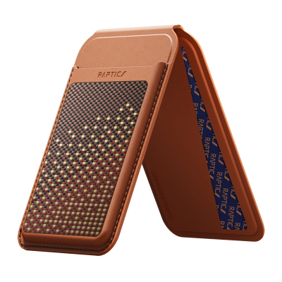 Raptic Aramid Serenity Series M-Safe Compatible Card Holder with Stand Brown
