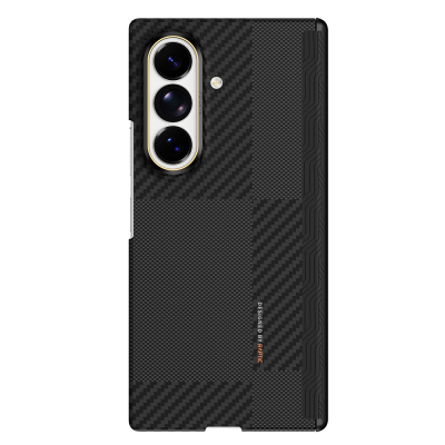 Raptic Aramid SkinPro Series Carbon Cover for Galaxy Z Fold 8 Ultra with Metal Camera Frame and M-Safe Charging Support Black-Grey
