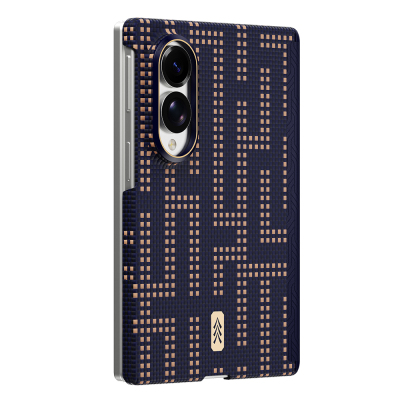 Raptic Aramid SkinPro Series Carbon Cover with M-Safe Charging for Galaxy Z Fold 8 Navy blue