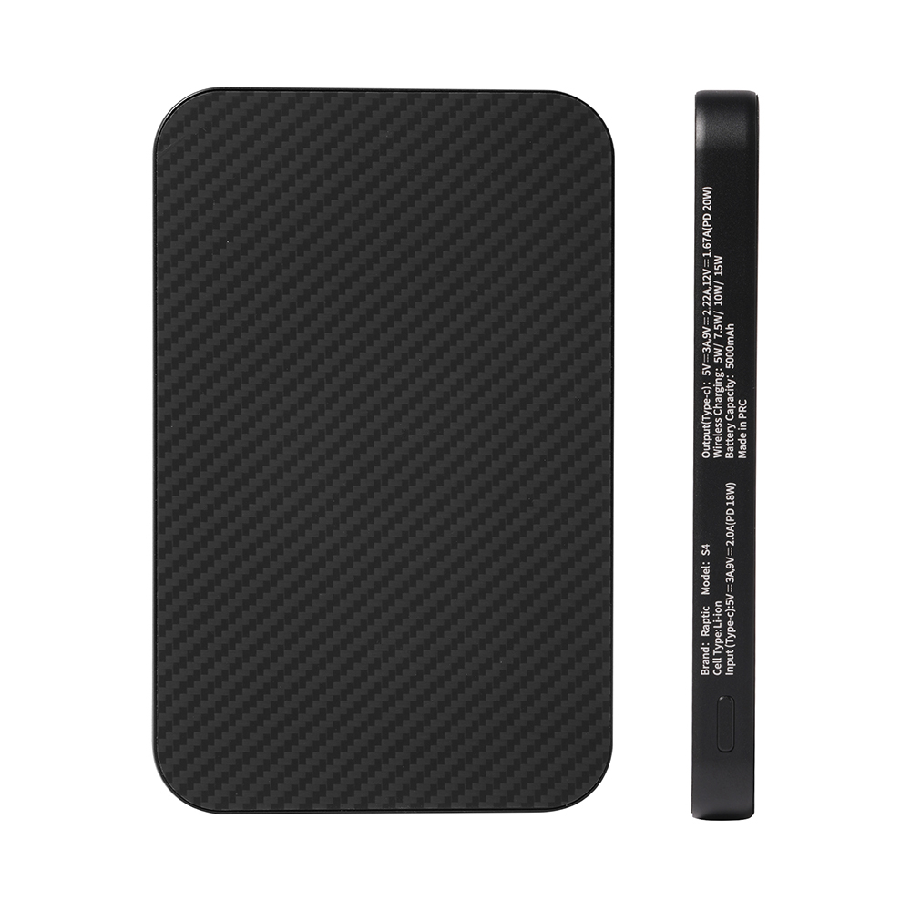 Raptic S4 Aramid-Skin M-safe Şarj Özellikli Ultra İnce 600D Powerbank 15W 5000mAh - 5