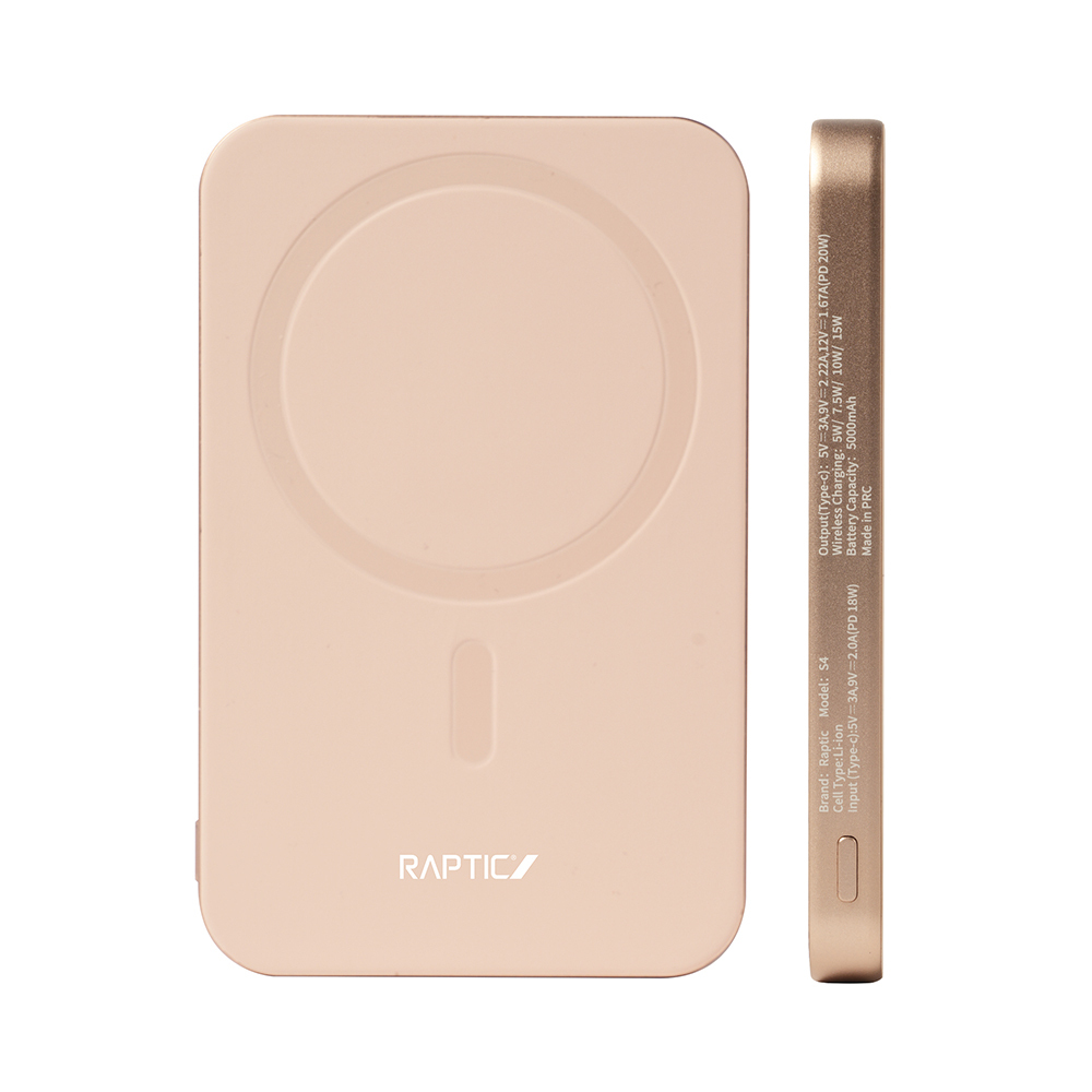 Raptic S4 Aramid-Skin Ultra-Slim Powerbank 15W 5000mAh with M-Safe Charging - 5