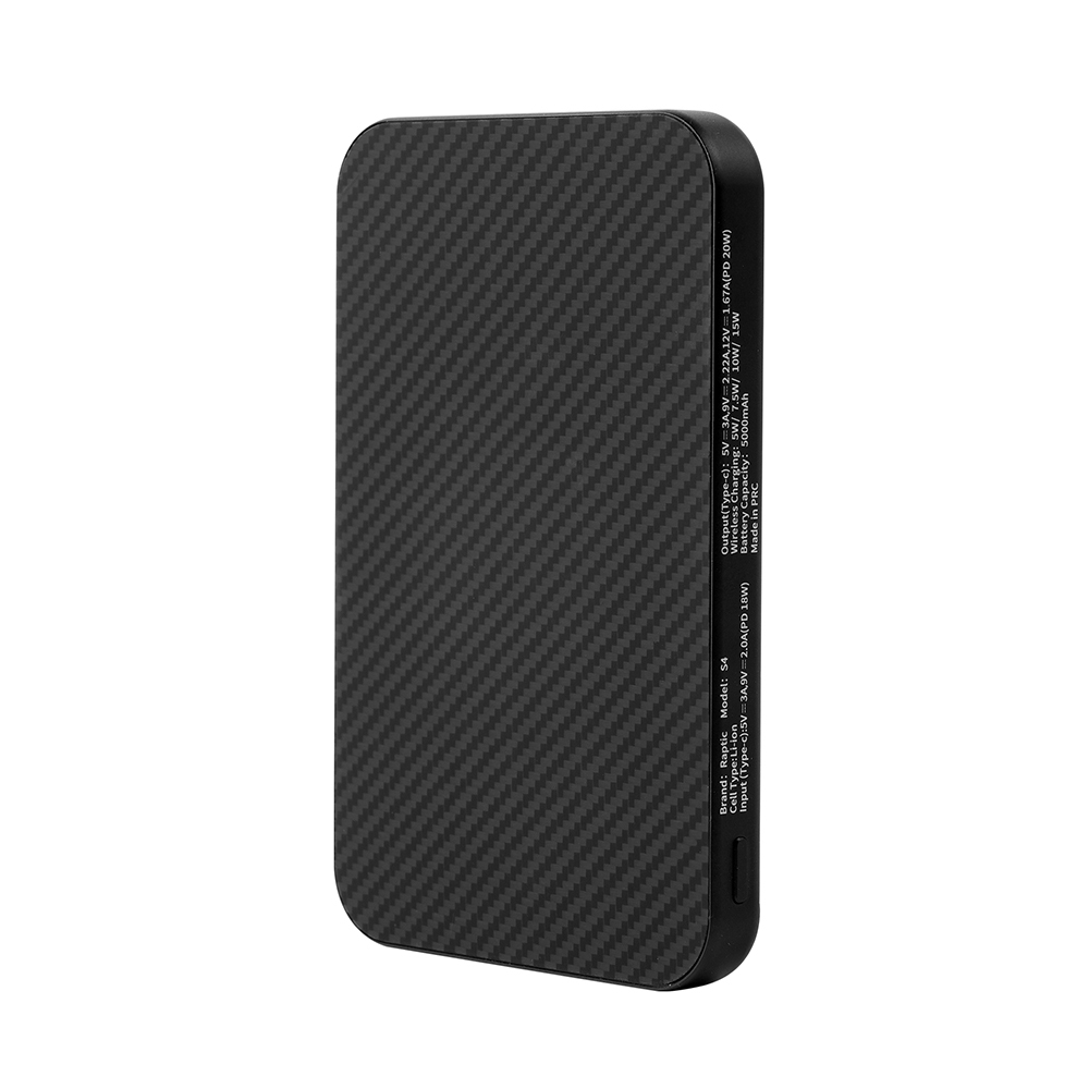 Raptic S4 Aramid-Skin Ultra Thin 600D Powerbank 15W 5000mAh with M-safe Charging - 1
