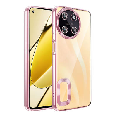 Realme 11 4G Case Camera Protection Zore Omega Cover Showing Logo Rose Gold