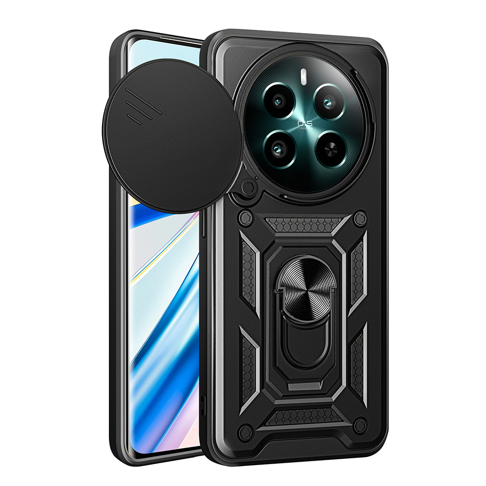 Realme 12 Case with Magnetic Stand Camera Protection Zore Sliding Vega Cover - 1