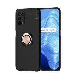 Realme 7 Pro Case Zore Ravel Silicon Cover Black-Rose Gold