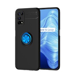 Realme 7 Pro Case Zore Ravel Silicon Cover Black-Blue