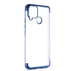 Realme C15 Case Zore Dört Köşeli Lazer Silicon Cover Blue