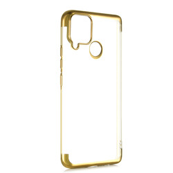 Realme C15 Case Zore Dört Köşeli Lazer Silicon Cover Gold