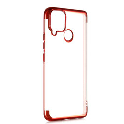 Realme C15 Case Zore Dört Köşeli Lazer Silicon Cover Red