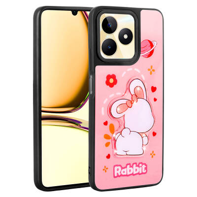 REALME C53 4G Case Shining Embossed Iconic Figured Zore Amas Silicone Cover Pembe