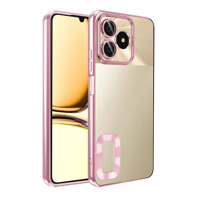 Realme C53 Case Camera Protection Showing Logo Zore Omega Cover Rose Gold