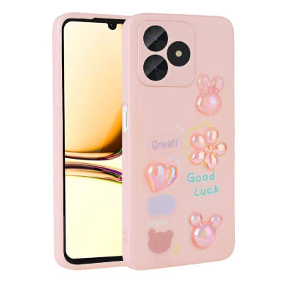 Realme C53 Case Relief Figured Shiny Zore Toys Silicone Cover Pink