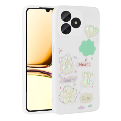 Realme C53 Case Relief Figured Shiny Zore Toys Silicone Cover White