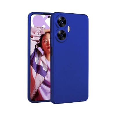 Realme C55 Case Zore Premier Silicone Cover Saks Blue