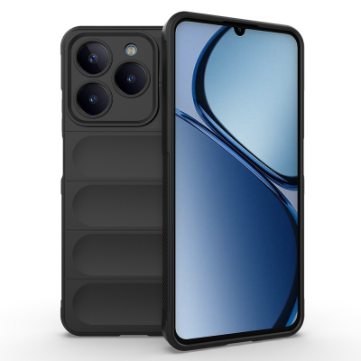 Realme C63 Case Flexible TPU Hollow Back Surface Design Zore Ethnic Silicone Cover Black