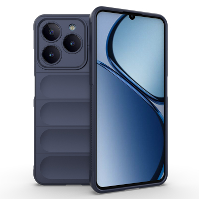 Realme C63 Case Flexible TPU Hollow Back Surface Design Zore Ethnic Silicone Cover Navy blue