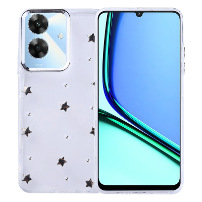 Realme Note 60 Case Airbag Design Glitter Transparent Zore Kutup Cover Yıldız