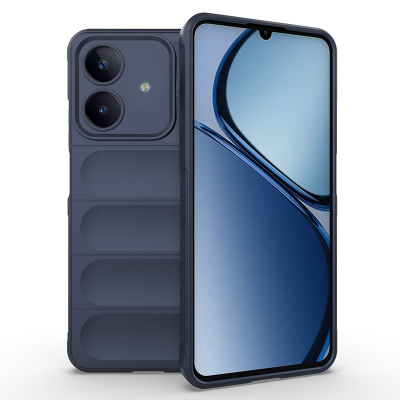 Realme Note 60 Case Flexible TPU Hollow Back Surface Design Zore Etnik Silicone Cover Navy blue