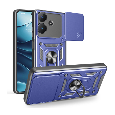 Realme Note 60 Case with Magnetic Stand Camera Protection Zore Sliding Vega Cover Blue