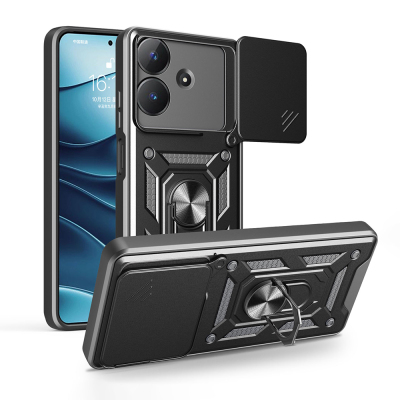 Realme Note 60 Case with Magnetic Stand Camera Protection Zore Sliding Vega Cover Black