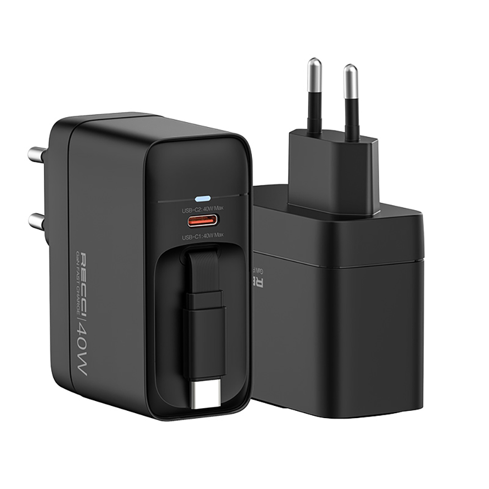 Recci RC102E GaN Technology Fast Charging Title USB-A to Type-C PD 40W Type-C Cable Charging Set - 11