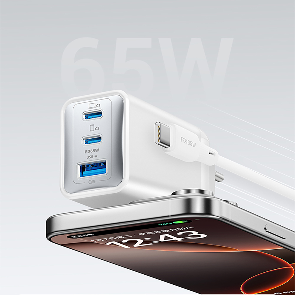 Recci RC123E Type-C PD GaN Technology Mini Fast Charger Set 65W 1M - 11