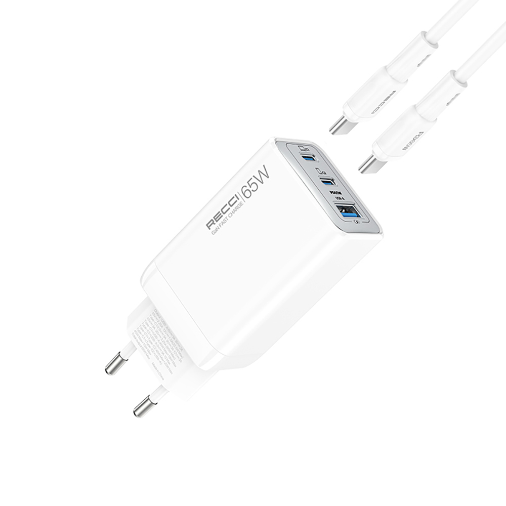 Recci RC123E Type-C PD GaN Teknolojili Mini Hızlı Şarj Seti 65W 1M - 5