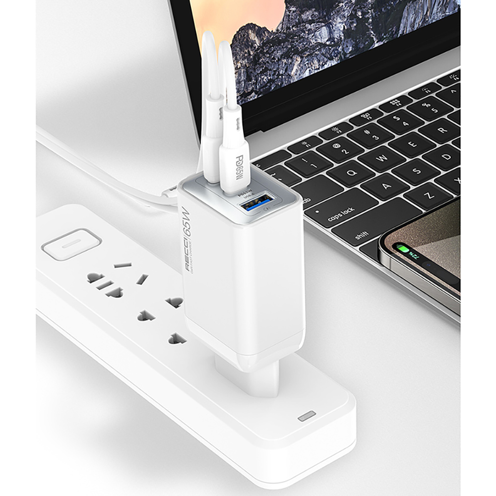 Recci RC123E Type-C PD GaN Teknolojili Mini Hızlı Şarj Seti 65W 1M - 9