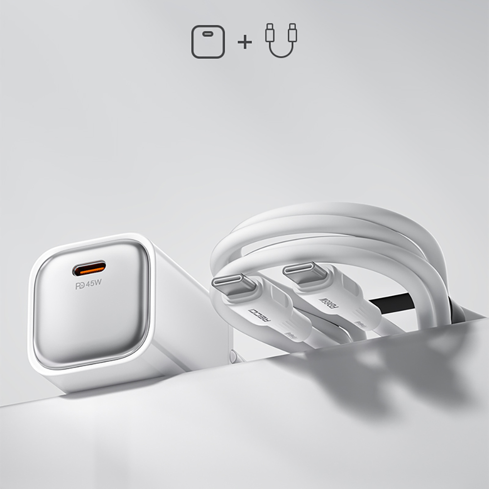 Recci RC132E Type-C PD GaN Technology Mini Fast Charger Set 45W 1M - 3