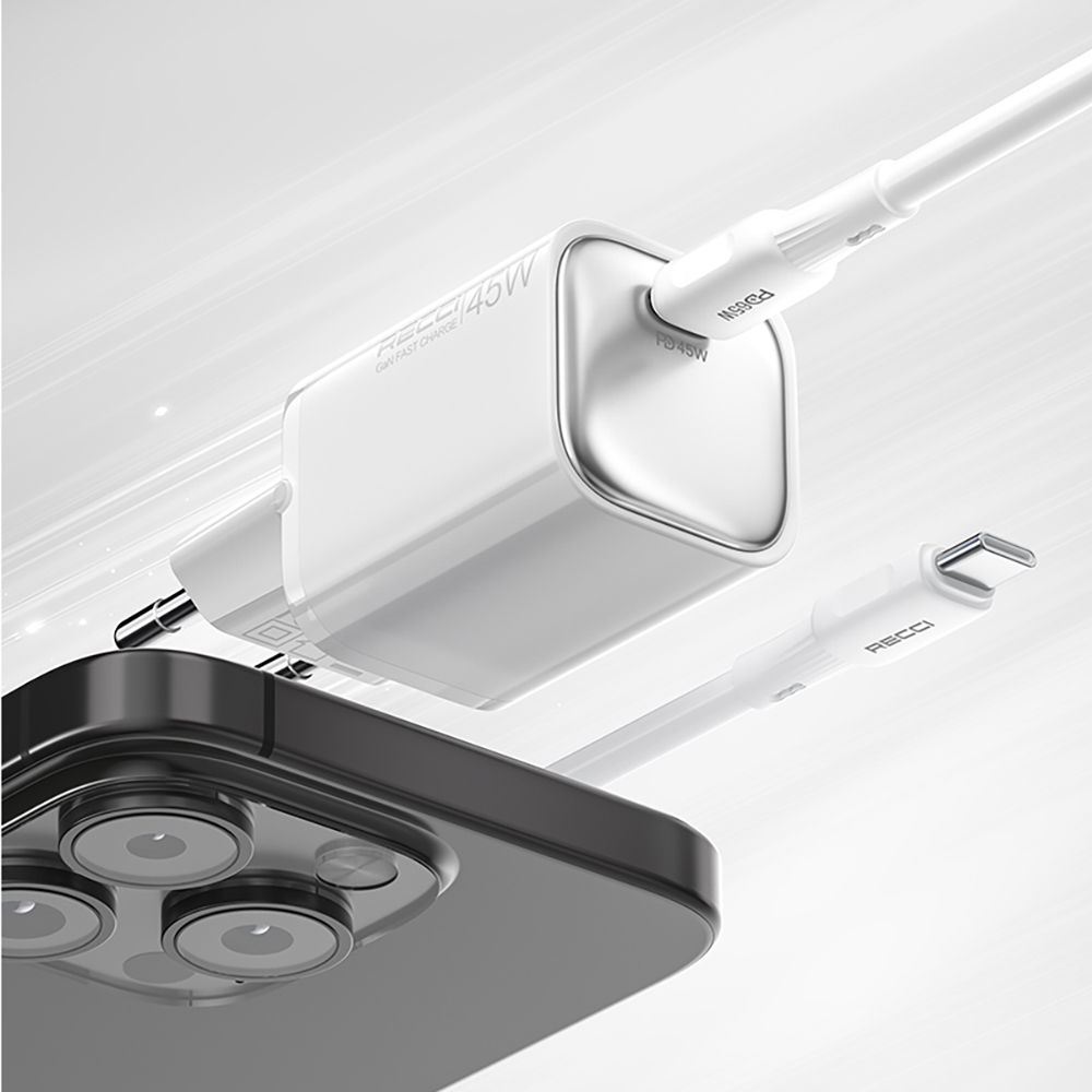 Recci RC132E Type-C PD GaN Technology Mini Fast Charger Set 45W 1M - 4