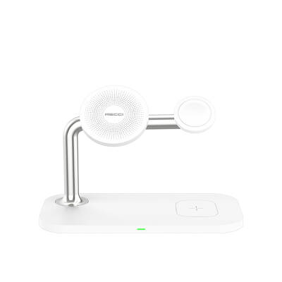 Recci RCW-20 Prestige Series 3in1 Magsafe 15W Magnetic Wireless Charging Stand with Fast Charging Feature White