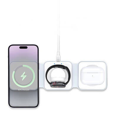 Recci RCW-36 3in1 Foldable Magnetic Wireless Charging Stand White