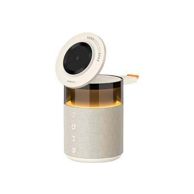 Recci RCW-51 Kablosuz Şarj Standı Ambiyans Işıklı Bluetooth Speaker Hoparlör Özellikli Beyaz