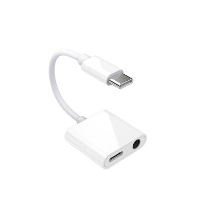 Recci RDS-A02 Type-C 2in1 Charging and Audio Adapter White