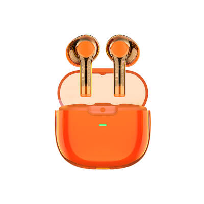 Recci REP-W50 Transparent Design Hi-Fi Sound Quality Bluetooth v.5.3 Amber Series In-Ear Headphones Orange