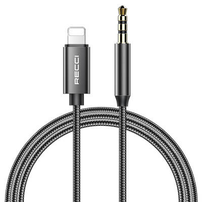 Recci RH02 Lightning to 3.5mm AUX Audio Cable Black