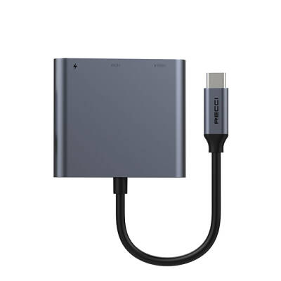 Recci RH05 Type-C to Type-C PD100W + HDMI 4K@30Hz + 3in1 Hub with USB3.0 Connectivity Grey