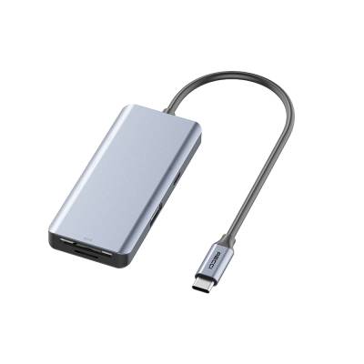 Recci RH07 7 in 1 Type-C Hub PD 100W Charge Supported SD Card-HDMI-USB Duplicator Cable 120mm Grey