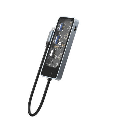 Recci RH16 Type-C to Type-C PD100W + USB3.0 + HDMI + 5in1 Hub with Type-C Connection Grey